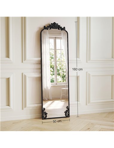 HOMCOM Floor Mirror, 50 x 160 cm Full Length Mirror with Baroque Metal Frame for Bedroom, Living Room, Dressing Room, Black