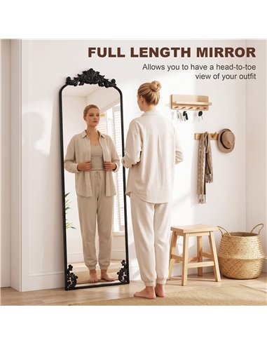 HOMCOM Floor Mirror, 50 x 160 cm Full Length Mirror with Baroque Metal Frame for Bedroom, Living Room, Dressing Room, Black