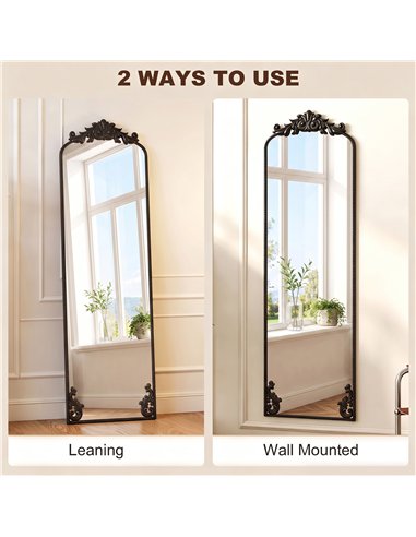 HOMCOM Floor Mirror, 50 x 160 cm Full Length Mirror with Baroque Metal Frame for Bedroom, Living Room, Dressing Room, Black