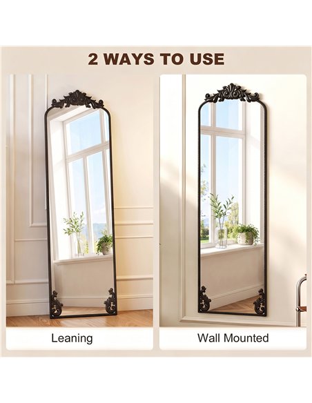 HOMCOM Floor Mirror, 50 x 160 cm Full Length Mirror with Baroque Metal Frame for Bedroom, Living Room, Dressing Room, Black - pic 209534 | FastDaddyshop