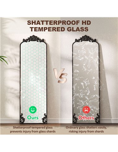 HOMCOM Floor Mirror, 50 x 160 cm Full Length Mirror with Baroque Metal Frame for Bedroom, Living Room, Dressing Room, Black