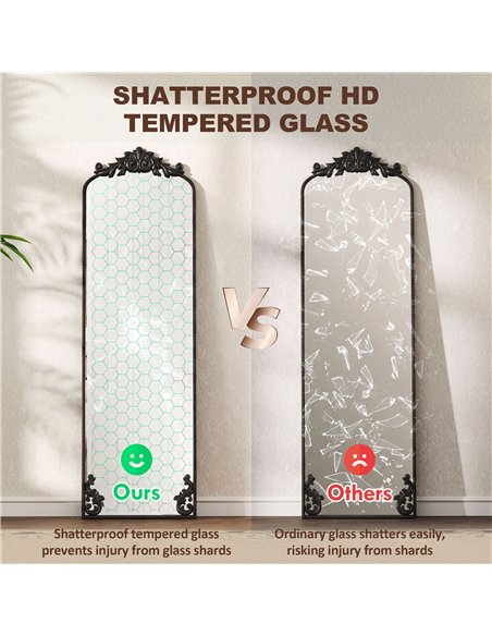 HOMCOM Floor Mirror, 50 x 160 cm Full Length Mirror with Baroque Metal Frame for Bedroom, Living Room, Dressing Room, Black - pic 209535 | FastDaddyshop