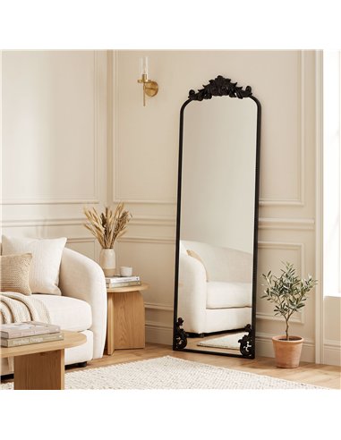 HOMCOM Floor Mirror, 50 x 160 cm Full Length Mirror with Baroque Metal Frame for Bedroom, Living Room, Dressing Room, Black