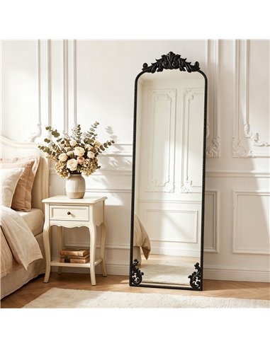 HOMCOM Floor Mirror, 50 x 160 cm Full Length Mirror with Baroque Metal Frame for Bedroom, Living Room, Dressing Room, Black