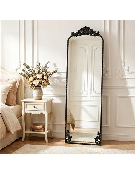 HOMCOM Floor Mirror, 50 x 160 cm Full Length Mirror with Baroque Metal Frame for Bedroom, Living Room, Dressing Room, Black - pic 209537 | FastDaddyshop