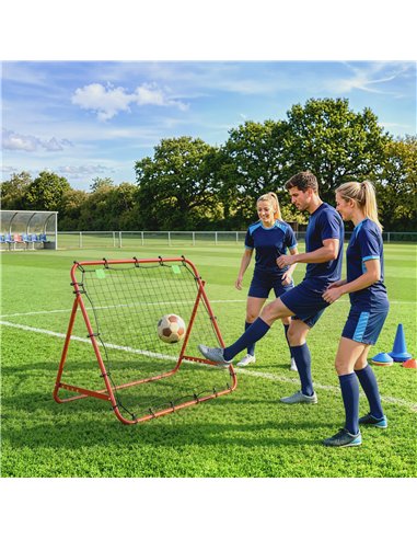 HOMCOM Adjustable Rebounder Net Kickback Target Goal for Teens Adults Training, Red