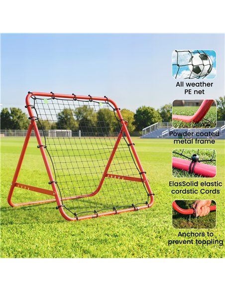 HOMCOM Adjustable Rebounder Net Kickback Target Goal for Teens Adults Training, Red - pic 209542 | FastDaddyshop