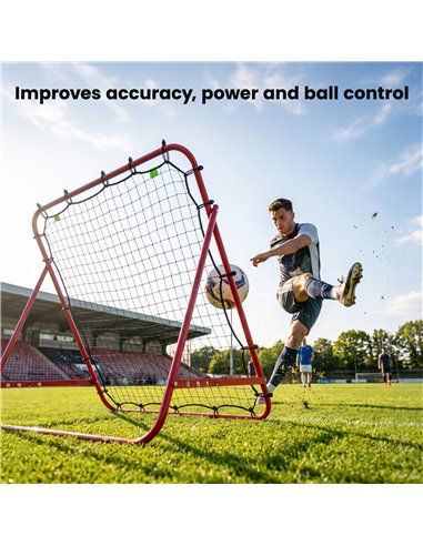 HOMCOM Adjustable Rebounder Net Kickback Target Goal for Teens Adults Training, Red
