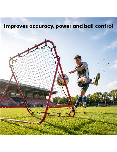 HOMCOM Adjustable Rebounder Net Kickback Target Goal for Teens Adults Training, Red - pic 209543 | FastDaddyshop
