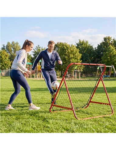 HOMCOM Adjustable Rebounder Net Kickback Target Goal for Teens Adults Training, Red