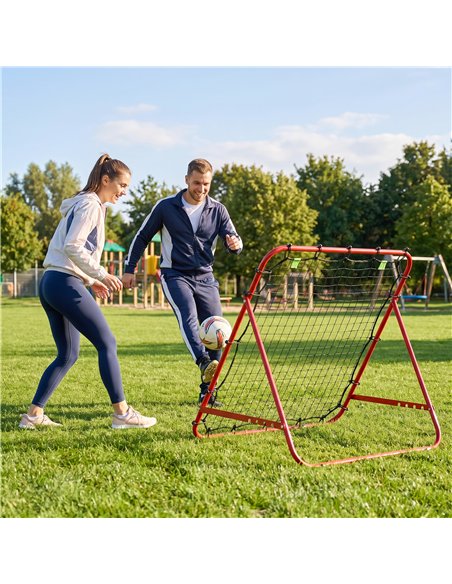 HOMCOM Adjustable Rebounder Net Kickback Target Goal for Teens Adults Training, Red - pic 209544 | FastDaddyshop