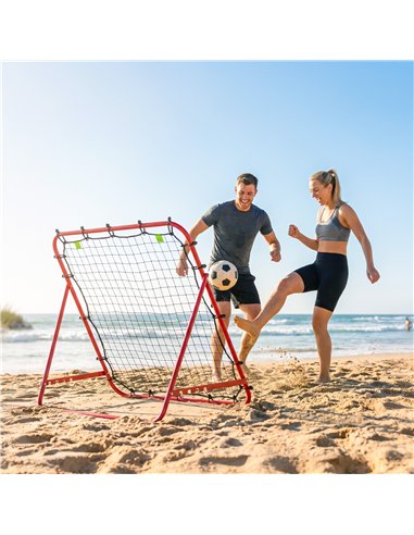 HOMCOM Adjustable Rebounder Net Kickback Target Goal for Teens Adults Training, Red