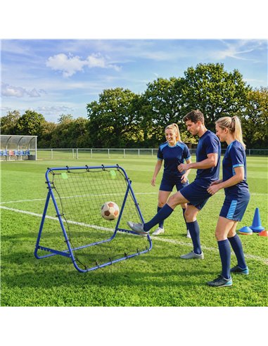 HOMCOM Adjustable Rebounder Net Kickback Target Goal for Teens Adults Training, Blue