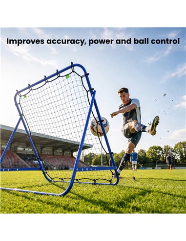 HOMCOM Adjustable Rebounder Net Kickback Target Goal for Teens Adults Training, Blue