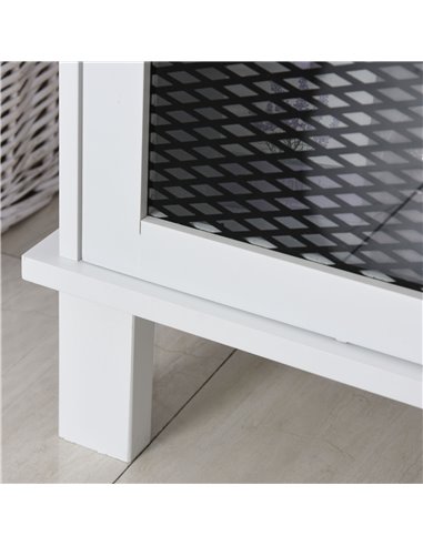HOMCOM 6-Tier Retro Bathroom Cabinet with Patterned Glass Doors, Black & White
