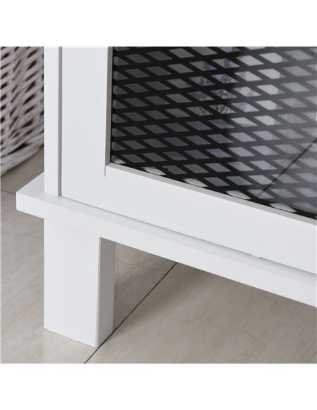 HOMCOM 6-Tier Retro Bathroom Cabinet with Patterned Glass Doors, Black & White - pic 20956 | FastDaddyshop