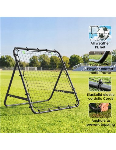 HOMCOM Adjustable Rebounder Net Kickback Target Goal for Teens Adults Training, Black
