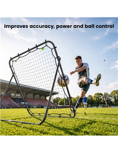 HOMCOM Adjustable Rebounder Net Kickback Target Goal for Teens Adults Training, Black