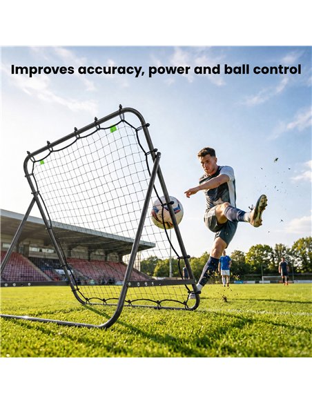 HOMCOM Adjustable Rebounder Net Kickback Target Goal for Teens Adults Training, Black - pic 209561 | FastDaddyshop