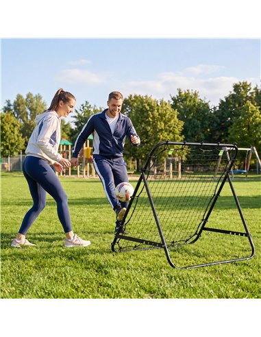 HOMCOM Adjustable Rebounder Net Kickback Target Goal for Teens Adults Training, Black