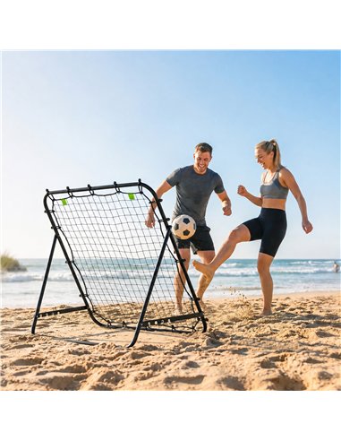 HOMCOM Adjustable Rebounder Net Kickback Target Goal for Teens Adults Training, Black