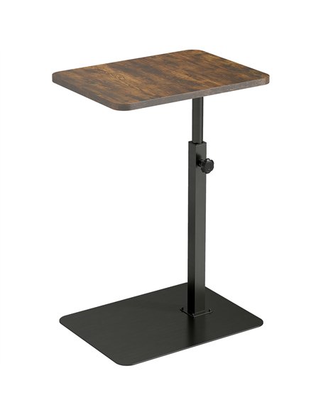 HOMCOM C Shaped Side Table, Small End Table with Adjustable Height and Metal Base for Living Room, Bedroom, Rustic Brown - pic 209565 | FastDaddyshop