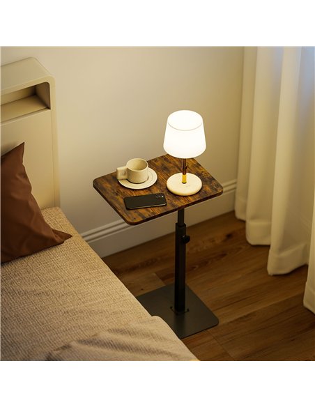 HOMCOM C Shaped Side Table, Small End Table with Adjustable Height and Metal Base for Living Room, Bedroom, Rustic Brown - pic 209572 | FastDaddyshop