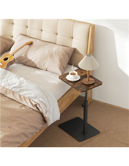 HOMCOM C Shaped Side Table, Small End Table with Adjustable Height and Metal Base for Living Room, Bedroom, Rustic Brown - pic 209573 | FastDaddyshop