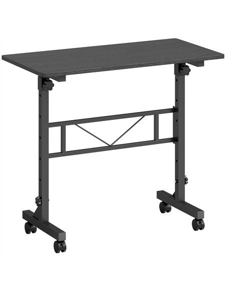 HOMCOM Overbed Table Adjustable Height Sofa Side Table with Wheels 80 x 40 cm Black - pic 209583 | FastDaddyshop