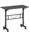 HOMCOM Overbed Table Adjustable Height Sofa Side Table with Wheels 80 x 40 cm Black