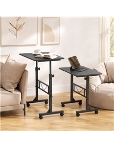 HOMCOM Overbed Table Adjustable Height Sofa Side Table with Wheels 80 x 40 cm Black 2