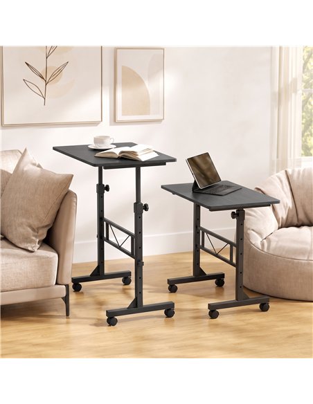 HOMCOM Overbed Table Adjustable Height Sofa Side Table with Wheels 80 x 40 cm Black - pic 209584 | FastDaddyshop