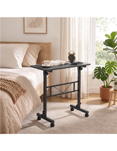 HOMCOM Overbed Table Adjustable Height Sofa Side Table with Wheels 80 x 40 cm Black - pic 209589 | FastDaddyshop