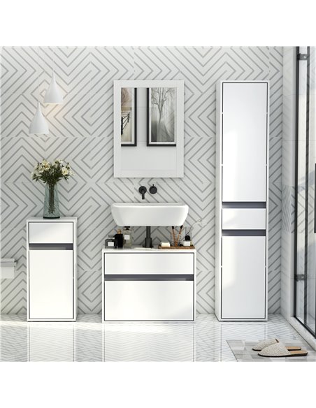 HOMCOM Modern Minimalistic Bathroom Storage Cabinet with Drawer, Adjustable Shelf, White - pic 20959 | FastDaddyshop