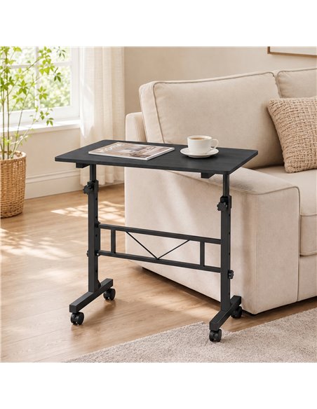 HOMCOM Overbed Table Adjustable Height Sofa Side Table with Wheels 80 x 40 cm Black - pic 209590 | FastDaddyshop