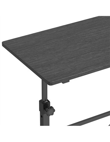 HOMCOM Overbed Table Adjustable Height Sofa Side Table with Wheels 80 x 40 cm Black