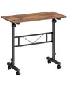 HOMCOM Overbed Table Adjustable Height Sofa Side Table with Wheels 80 x 40 cm Rustic Brown Black