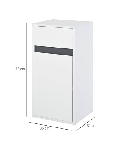 HOMCOM Modern Minimalistic Bathroom Storage Cabinet with Drawer, Adjustable Shelf, White