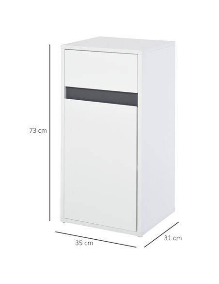 HOMCOM Modern Minimalistic Bathroom Storage Cabinet with Drawer, Adjustable Shelf, White - pic 20960 | FastDaddyshop