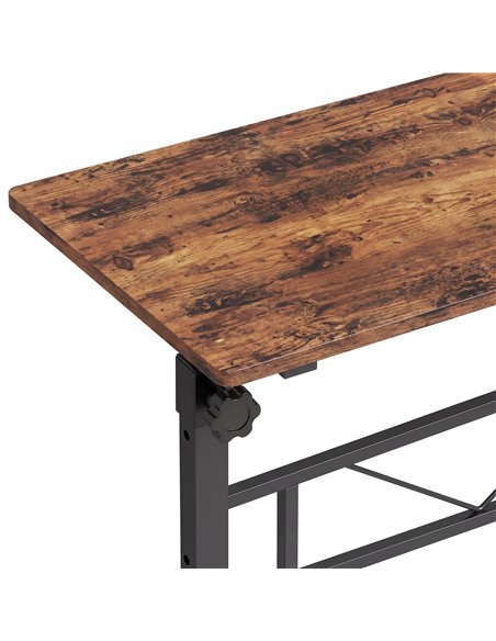 HOMCOM Overbed Table Adjustable Height Sofa Side Table with Wheels 80 x 40 cm Rustic Brown Black - pic 209600 | FastDaddyshop
