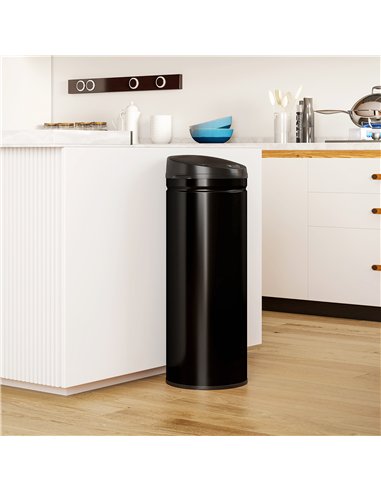HOMCOM 50L Stainless Steel Sensor Bin - Black