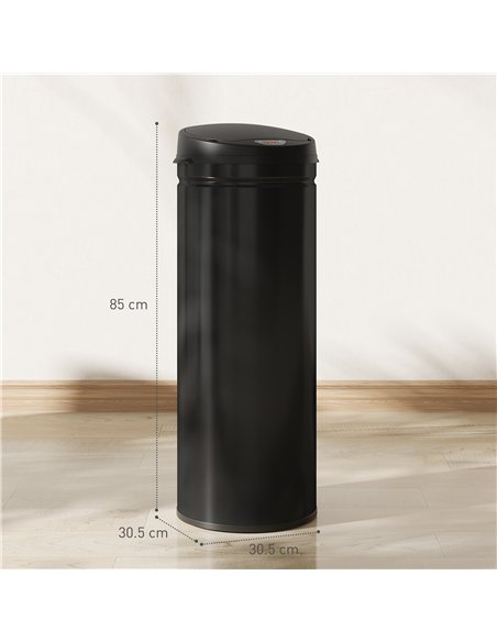 HOMCOM 50L Stainless Steel Sensor Bin - Black - pic 209603 | FastDaddyshop