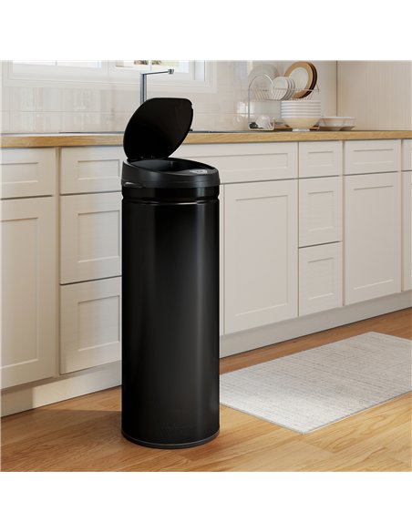 HOMCOM 50L Stainless Steel Sensor Bin - Black - pic 209608 | FastDaddyshop