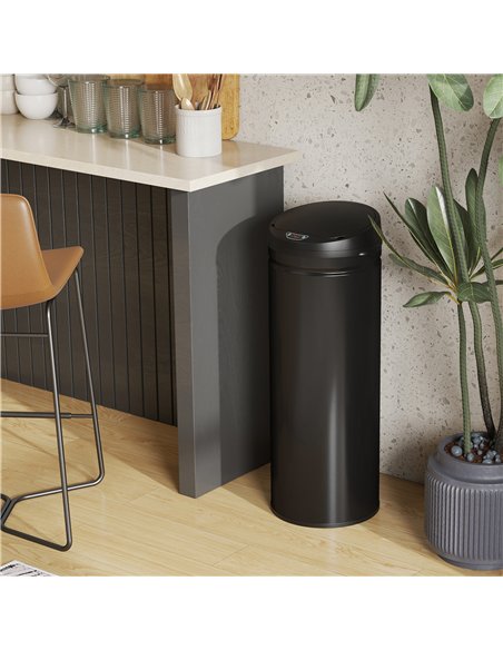 HOMCOM 50L Stainless Steel Sensor Bin - Black - pic 209609 | FastDaddyshop