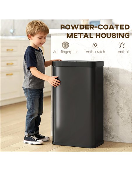 HOMCOM 45L Kitchen Sensor Bin - Black - pic 209615 | FastDaddyshop