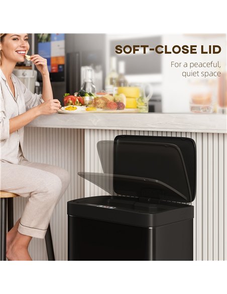 HOMCOM 45L Kitchen Sensor Bin - Black - pic 209616 | FastDaddyshop