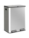 HOMCOM 2 x 30L Double Kitchen Bin, Stainless Steel Pedal Rubbish Bin with Dual Compartments, Soft Close Lids, Silver Tone