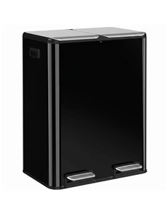 HOMCOM 2 x 30L Double Kitchen Bin, Stainless Steel Pedal Rubbish Bin with Dual Compartments, Soft Close Lids, High Gloss Black