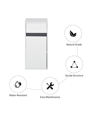HOMCOM Modern Minimalistic Bathroom Storage Cabinet with Drawer, Adjustable Shelf, White