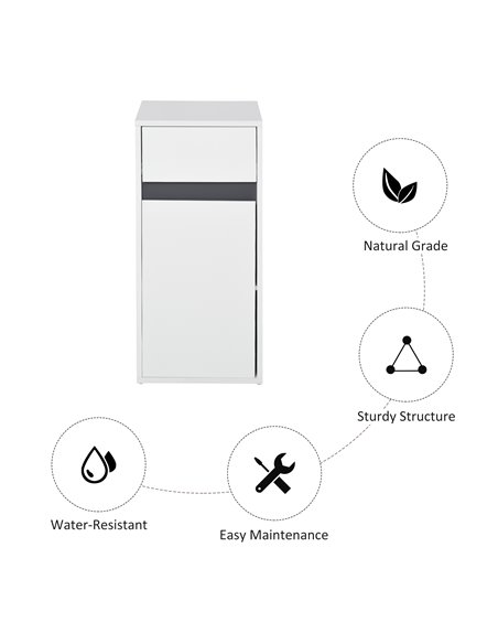HOMCOM Modern Minimalistic Bathroom Storage Cabinet with Drawer, Adjustable Shelf, White - pic 20964 | FastDaddyshop